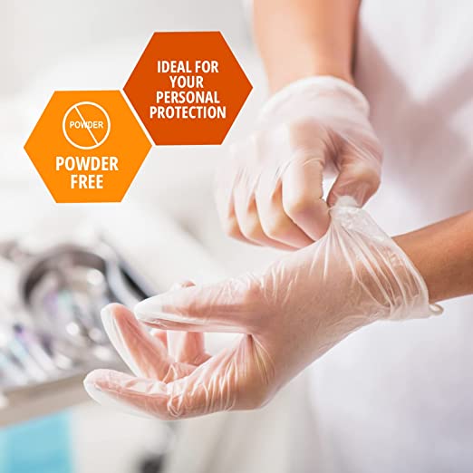 Med-Pride Vinyl Gloves| 4.3 mil Thick, Powder-Free, Non-Sterile, Heavy Duty Disposable Gloves