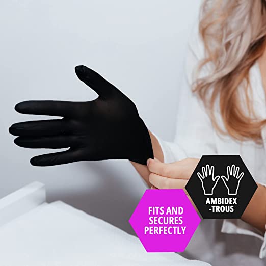 Med-Pride Medical Exam Nitrile Gloves| Black, Latex/Powder-Free, Non-Sterile Exam (Small/1000)